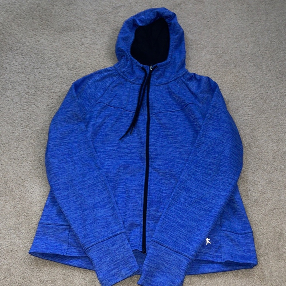 Deep blue hooded zip up jacket